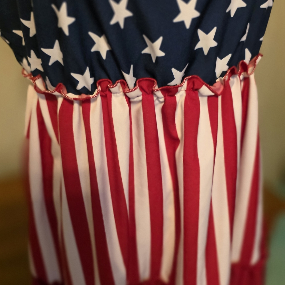 SHEIN Navy and Red Star-Stripe Midi Dress - Picture 2 of 2